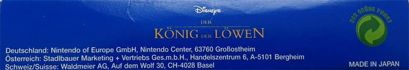 Konig der Lowen (Disney) NNOE Box top