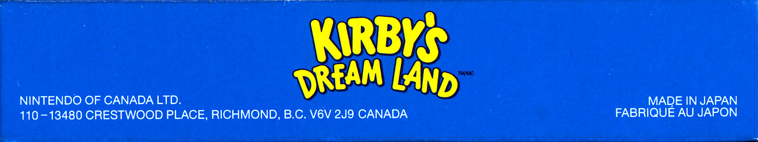 Kirby's Dream Land CAN Box top