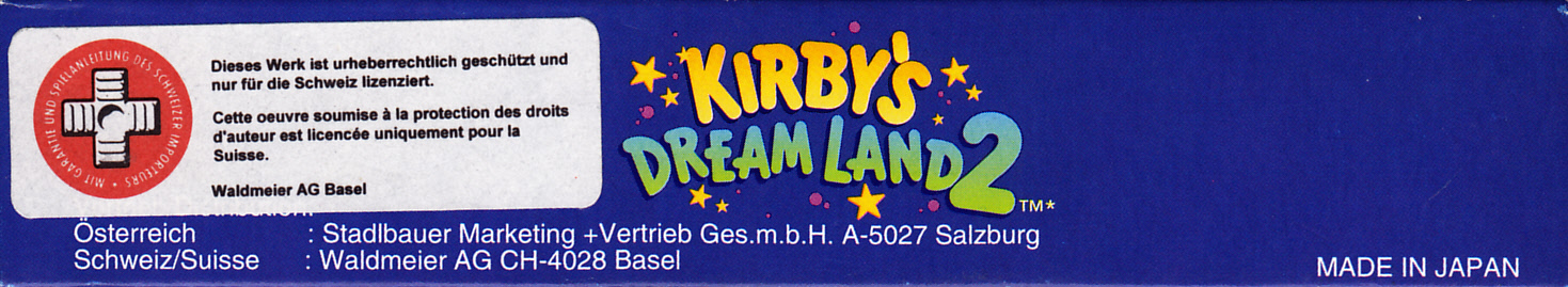 Kirby's Dream Land 2 FRG-2 Box top