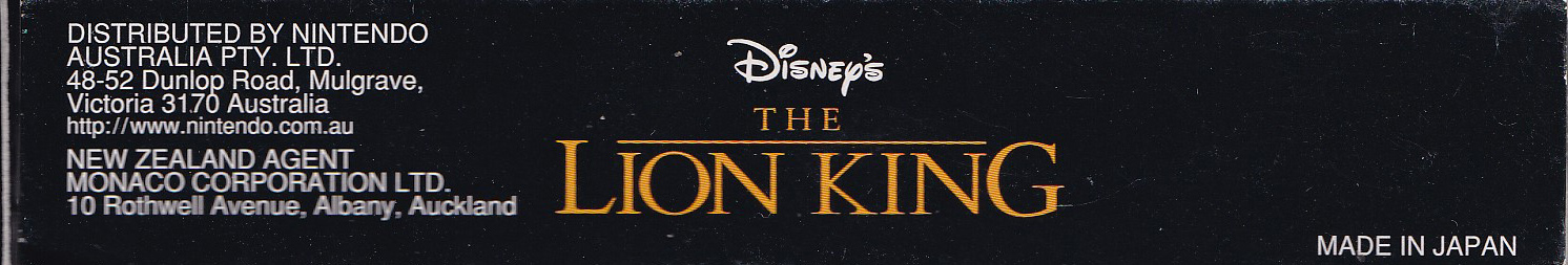 Lion King (Disney's the) AUS-1 Box top