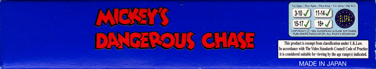 Mickey's Dangerous Chase NUKV Box top